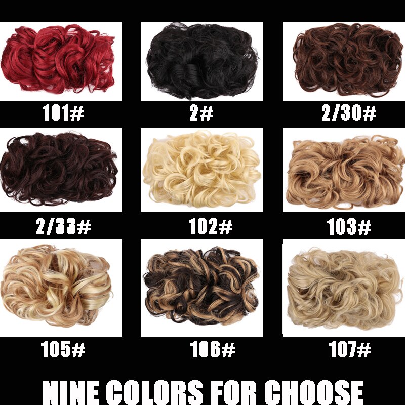 XUANGUANG-Chignon de coiffure synthétique élastique | Cheveux bouclés, rouge châtain clair noir marron, grand Chignon avec cordon de serrage, bandeau en caoutchouc