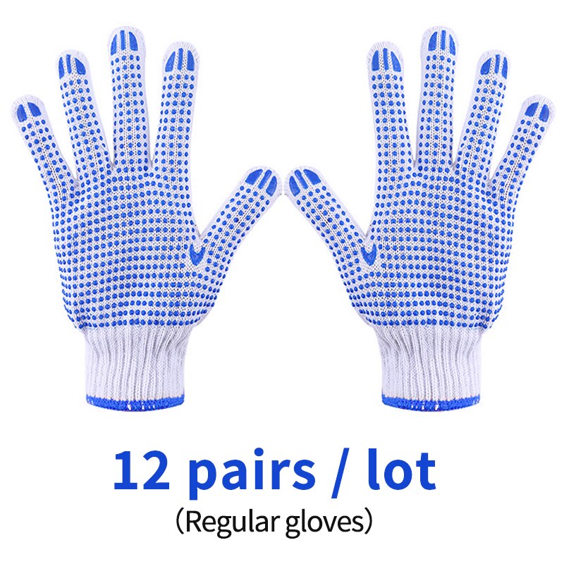 12 pairs Silicone Protective Safety Construction Gloves Multi Function Cut Proof Anti Vibration Glove Construction Factory glove: Regular(blue)