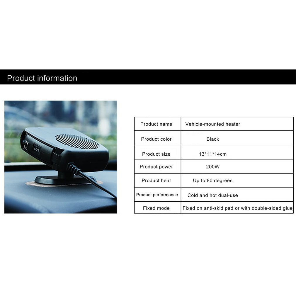 12V 200W Auto Heater Elektrische Kachel Glas Ontdooien Ontwaseming Verwarming Machine Voor Rv, camper Trailer, Vrachtwagens, Boten