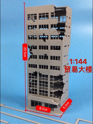 1:144 100 Proportion Resin Character Scene Layout Model War Damage In Assembly Multi-Storey Building Model: 1 144 C