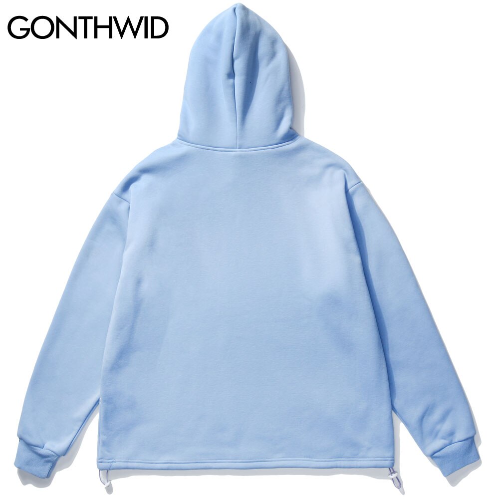 GONTHWID Graffiti Daisy Flowers Floral Print Fleece Hoodies Sweatshirts Mens Harajuku Casual Loose Hooded Tops Outwear Male