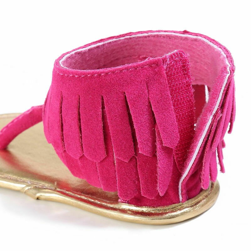 Baby Girls Sandals Toddler Tassel Anti-Slip Summer Crib Shoes Solid color Soft Sole Sandal