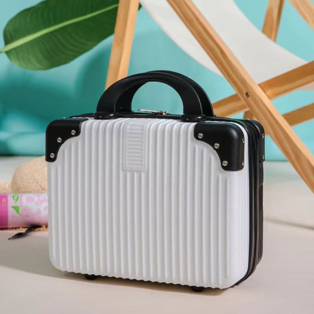 14 inch Mini Travel Suitcase Cosmetic Box Hand Luggage Organizer Makeup Case PC Small Password Box Boarding Case: Khaki