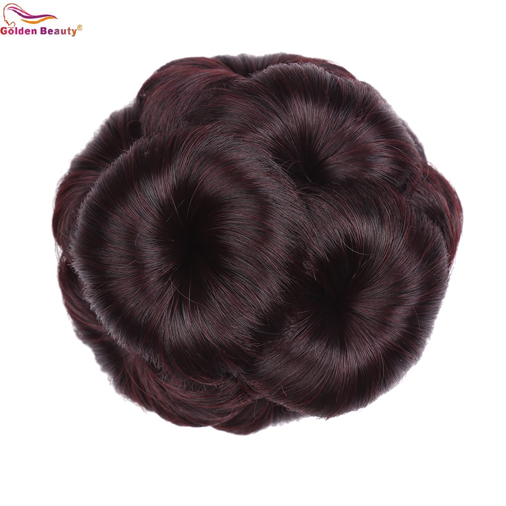 Curly Synthetic Hair Chignon Clip In Hairpiece Extensions with Plastic Combs Elastic Hair Bun Bride Wedding Updo Golden Beauty