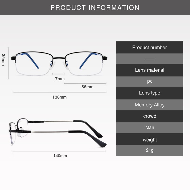 Metal Titanium Multifocal Reading Glasses Men Progressive Bifocal Ray UV Protect Presbyopic Glasses Half Frame Women Eyeglasses