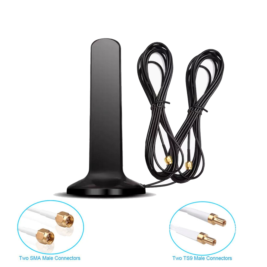 Antena 5G RG174 3M para Roteador e Modem, Amplificador de Sinal Externo 600-6000MHz, Antena Omnidirecional com Base Magnética SMA Macho TS9 CRC9