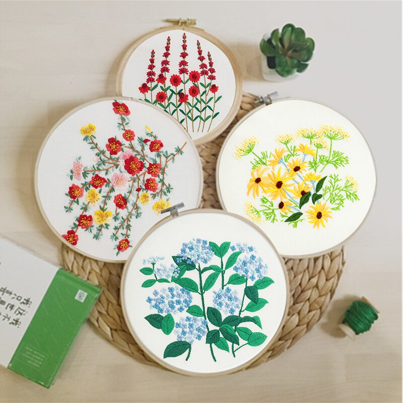 Plante serie diy broderimateriale pakke hoop bordado korssting kits 3d broderi blomster forsyninger dekor syning forsyninger