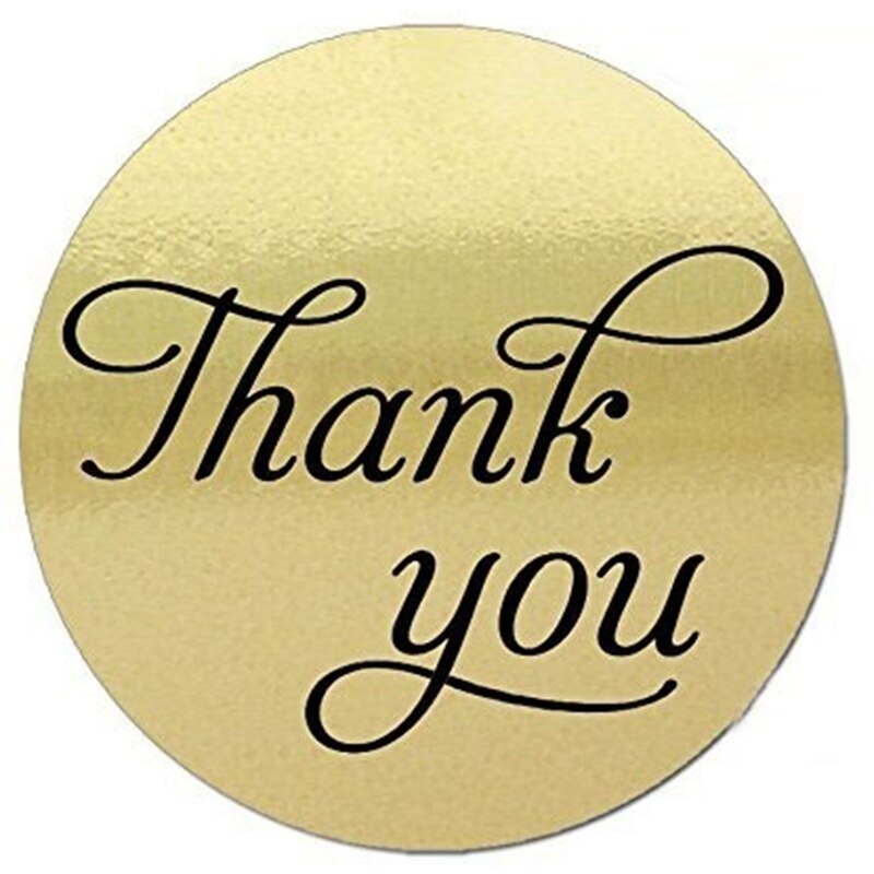 100 Labels,1 Inch Round Gold Foil Thank You Sticker Labels in Script/Calligraphy Print