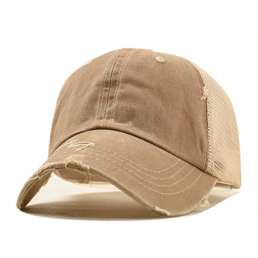 Travel Outdoor Sports Adjustable Hat Summer Grinding Casquette Hip Hop Unisex Spring Fitted Breathable Mesh Baseball Cap: Khaki