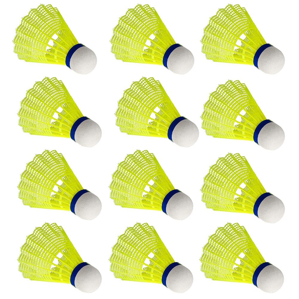 Shuttles Nylon Badminton Shuttles Ballen Hoge Snelheid Veer Voor Indoor Outdoor Entertainment Sport Game Geel 12Pcs