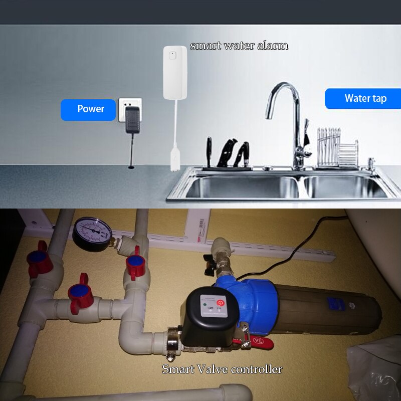 Tuya – système intelligent de contrôle de l'eau, alarme de fuite d'eau, arrêt automatique, Valve à bille, avec contrôleur intelligent, application WIFI et Bluetooth