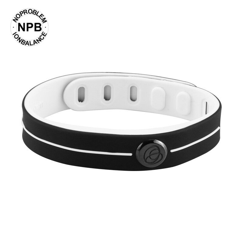 【Fda Registration】noproblem Smart 3000 Ionen Waterdichte Sport Rubber Power Gezondheid Choker Toermalijn Band Armband P101: black-white