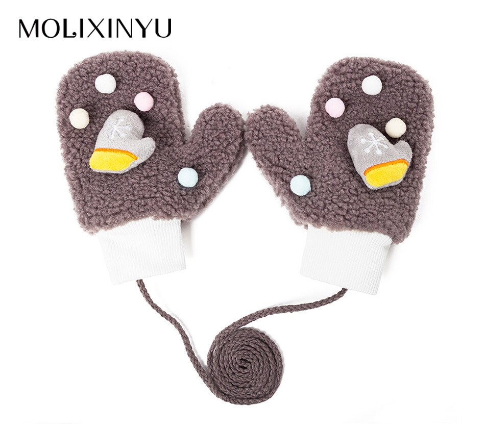 Molixinyu inverno bebê luvas para meninas e meninos bonito dos desenhos animados crianças luvas engrossar luvas quentes de malha algodão crianças luvas