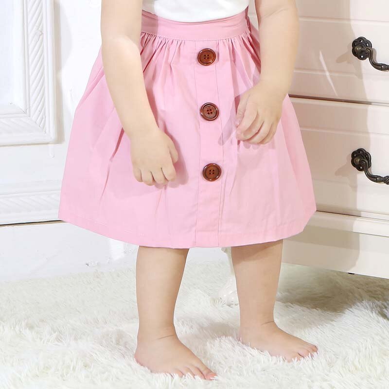 Mini jupes d'été couleur bonbon pour filles | Jupes Mini à boutons, printemps pour bébés filles, mignons et solides