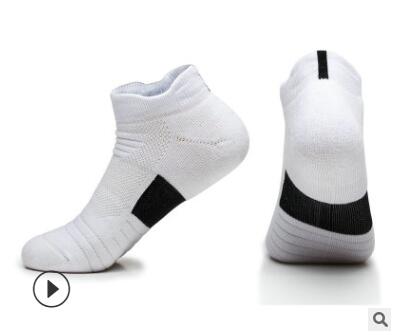 Calcetines deportivos profesionales para hombre, antideslizantes, de algodón, transpirables, con amortiguación, para entrenamiento activo: Short tube White