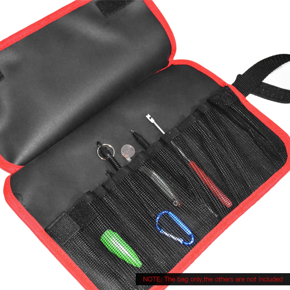 Bolsa de almacenamiento para señuelos de pesca, bolsa de PVC impermeable de poliéster, 12 ranuras, organizador de cebos, accesorios de pesca