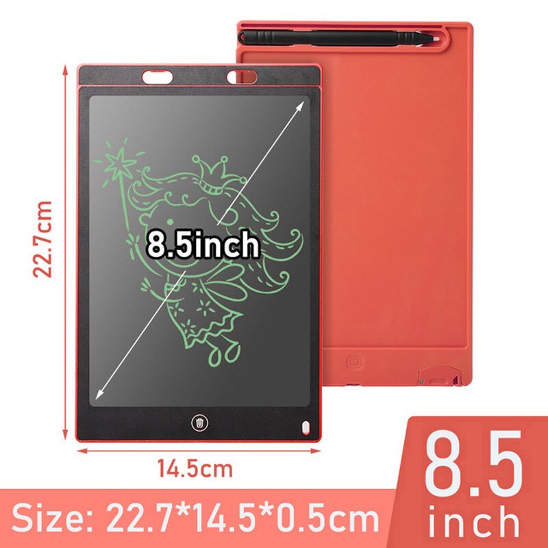 "4.4'' 8.5'' 12'' inch Writing Tablet Portable Drawing Graphics Handwriting Pad Smart LCD Electronic Notepad ultra-thin Board: 8.5inches red