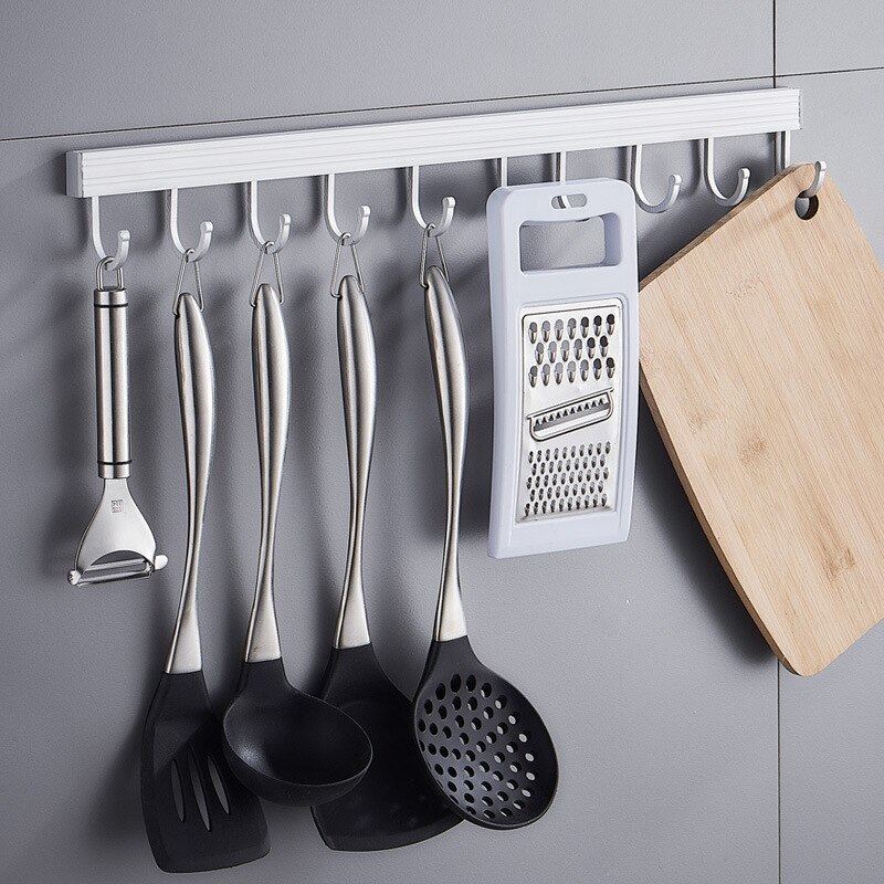 Badkamer Kapstok Muur Gemonteerde Ruimte Aluminium Opslag Hanger Home Kitchen Gratis Punch Lepel Vork Organizer Badkamer Accessoires