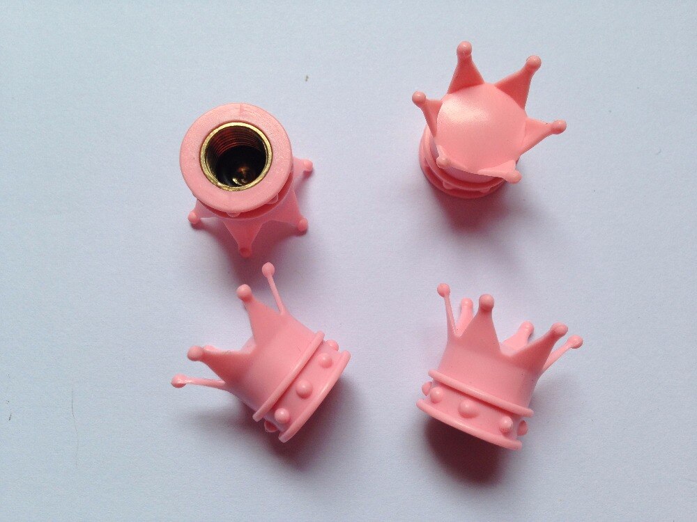 Datoubo tampas de válvula de pneu de carro, 16 peças, novidade abs, design coroa, dourado, cromado, cor rosa, tampa da válvula do pneu de carro, tampa da poeira de ar.