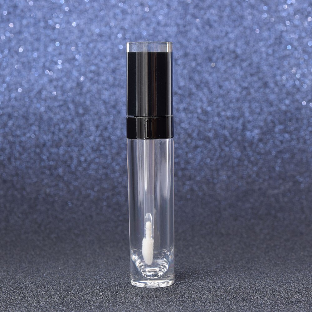 Tom rund lipgloss tube med stav applikator genopfyldelig plast læbestift læbepomade flasker hætteglas gør-det-selv beholder akryl: Sort 8ml