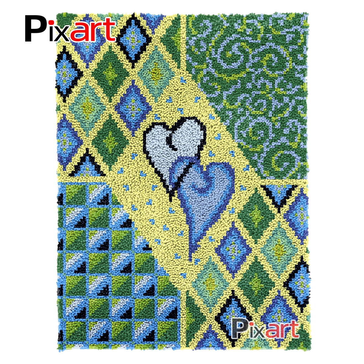 Latch Hook Rug Love &amp; Grid Crocheting Wall Tapestry Kits DIY Carpet Rug Chunky Yarn Needlework Knitted Floor Mat Hobby &amp; Crafts