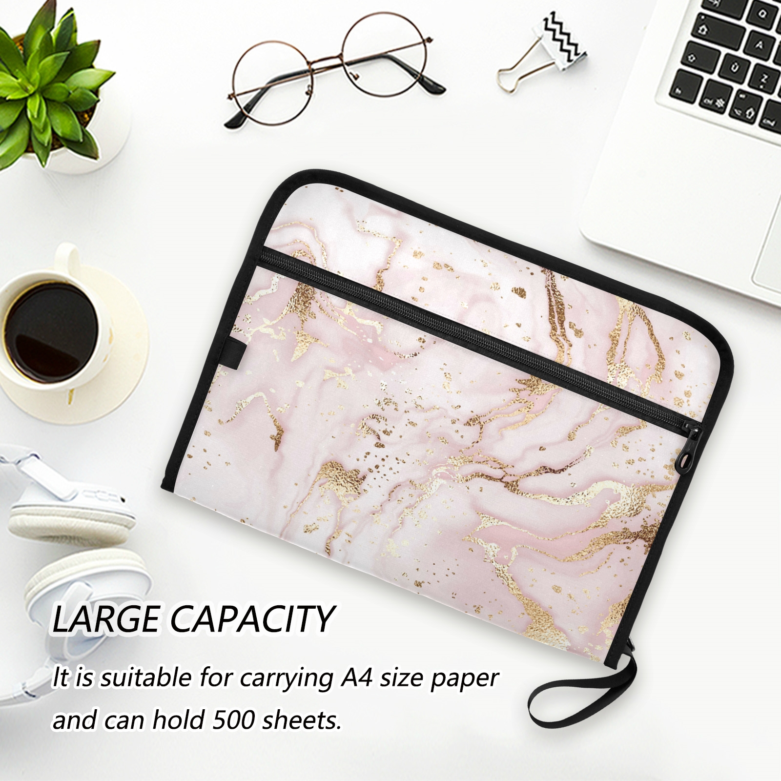A4 Multifunction Marble Print Expanding File Folder Accordion School Desk Organizer Document Holder Letter Stationery Portable