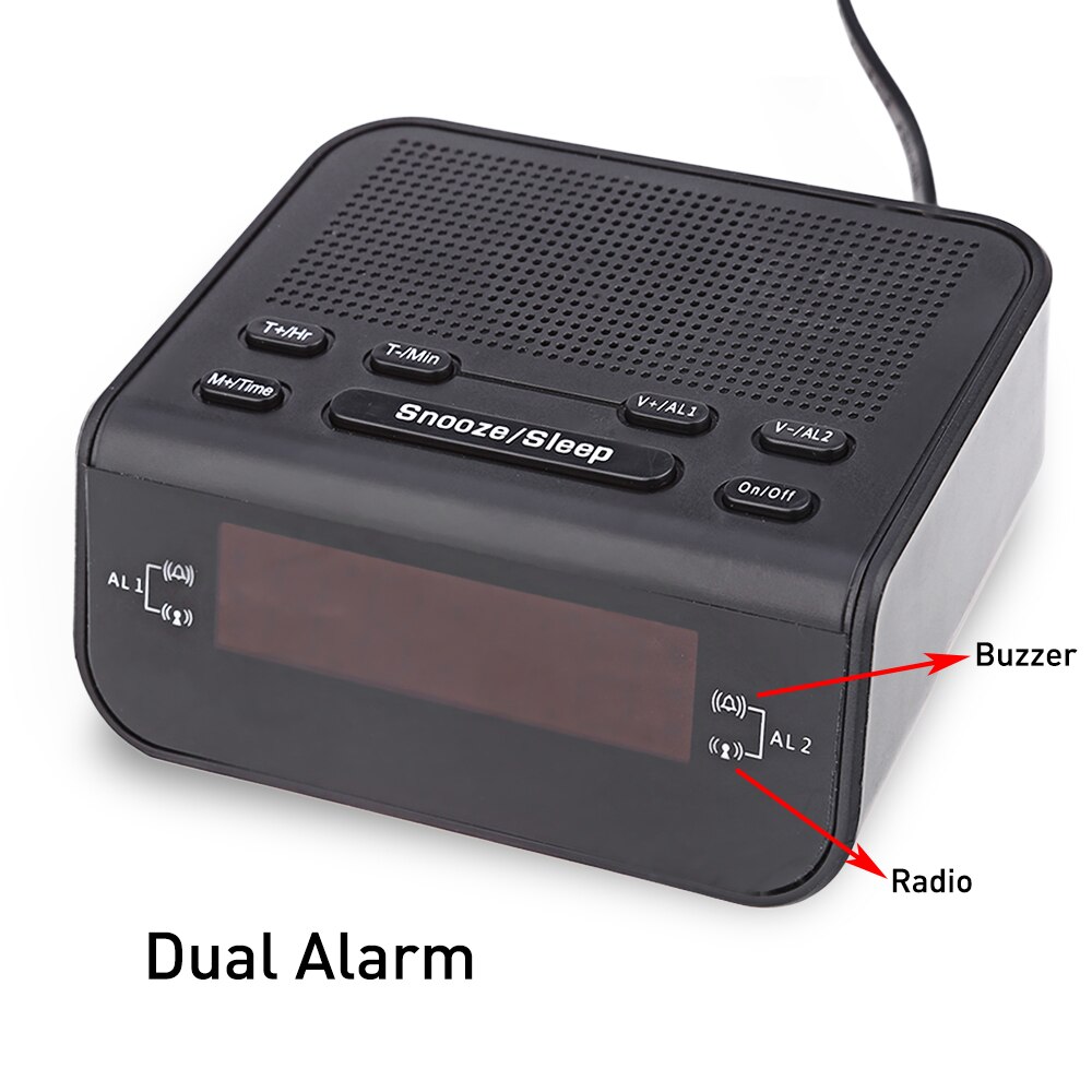Portable Digital Alarm Clock Radio With LED Screen Backlit FM Radio Dual Alarm Mode Battery Power Alarm Clocks For Good