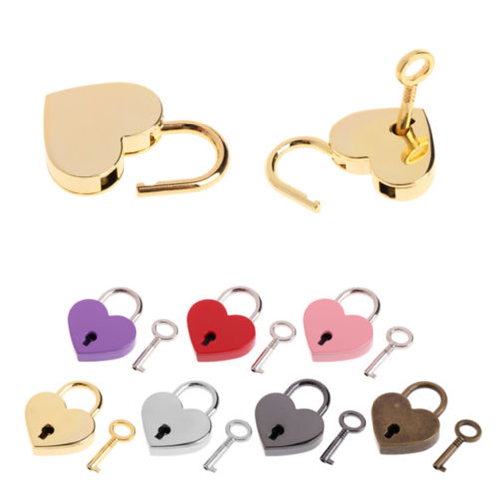 Mini Heart Shape Suitcase Luggage Case Locker Padlock & Key Security Home Appliance Luggage Locks Travel Accessories