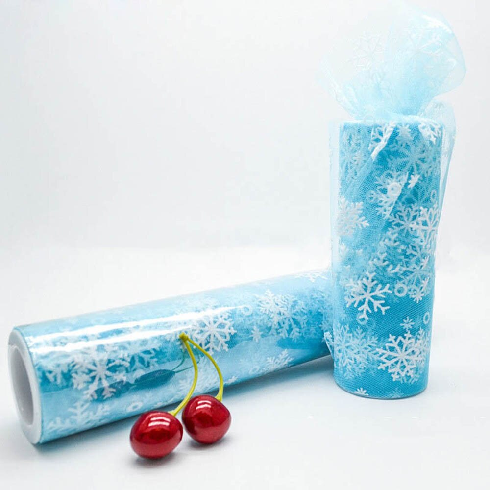 10 yard*6 inch Snowflake Tulle Roll Wedding Background Decor Girls Tutu Skirt Baby Shower Birthday Supply One Spool Roll