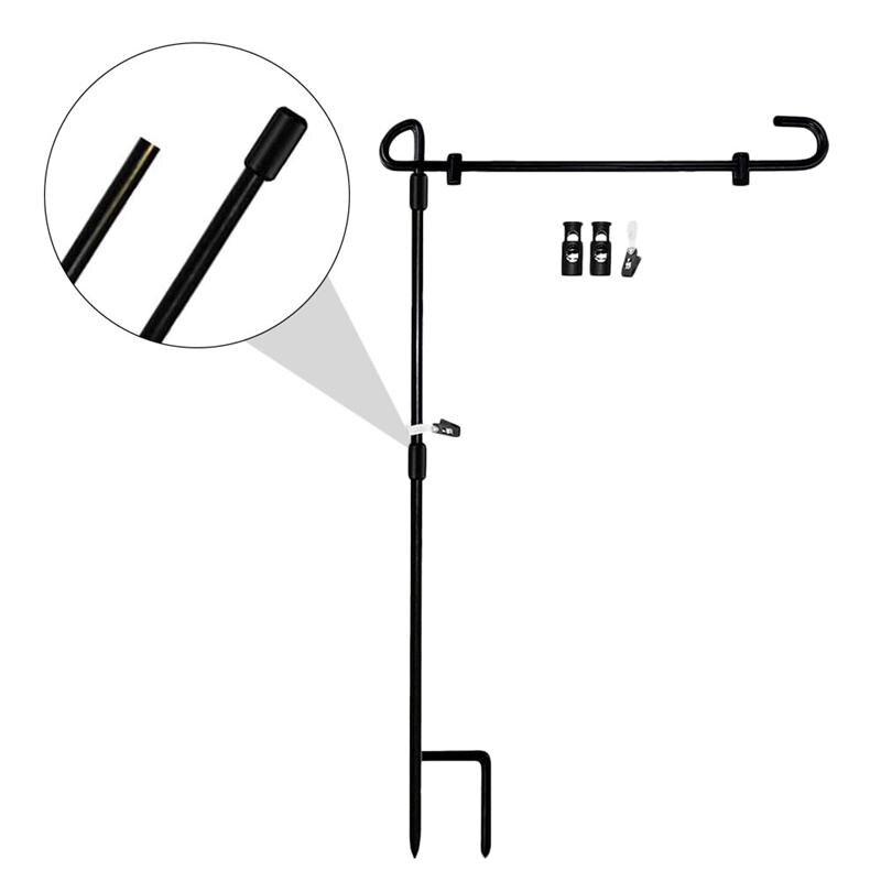 1pc Garden Iron Flag Pole Outdoor Yard Flags Stand Flag Banner Holder Garden Flag Black Wrought Iron Courtyard Garden Flagpole