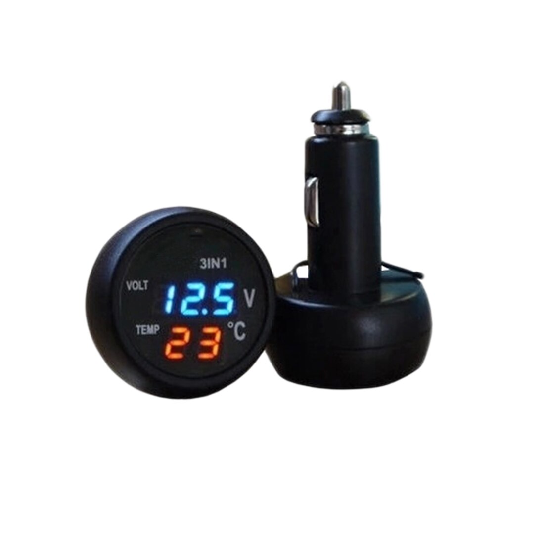 Dewtreetali 2 Kleur 3 In 1 Digitale Led Auto Thermometer Auto Usb Lader 12V/24V Temperatuur meter Voltmeter