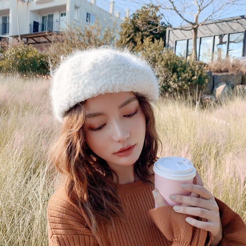 Netz promi baskenmütze Dame retro Britischen Winter kaninchen haar knospe Hütte frauen hüte