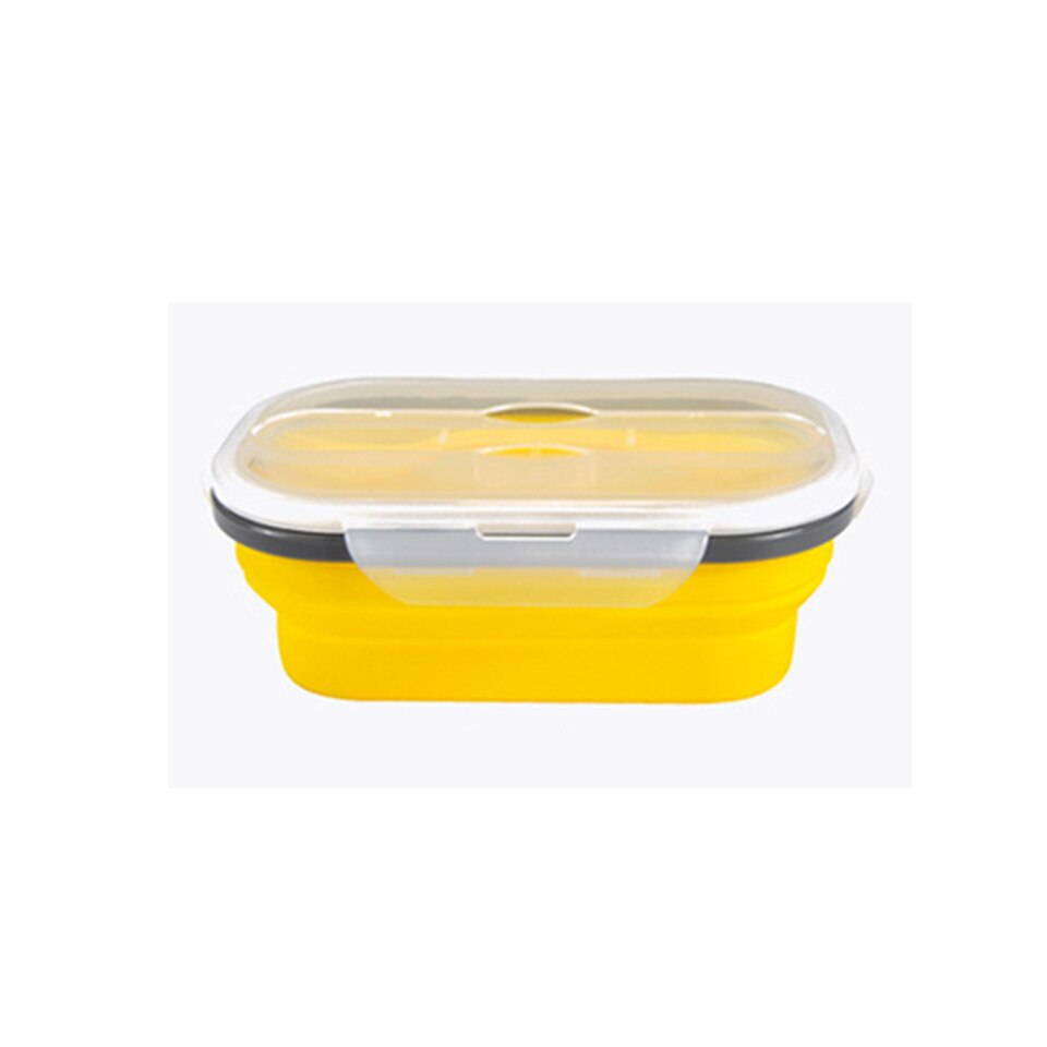 Silicone Lunch Box Food Storage Containers Stackable Bento Boxes Meal Prep Container Foldable Microwave BPA Free Plastic Lids: yellow