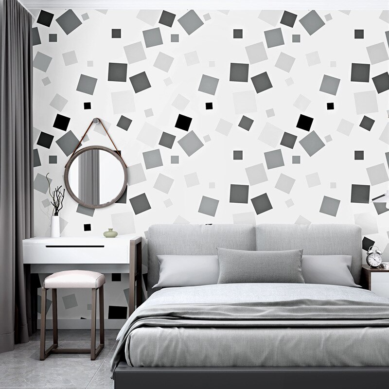 Nordic Style Wallpaper ins Background Black and White Lattices Geometric Pattern Bedroom Living Room Modern Simple Wallpaper
