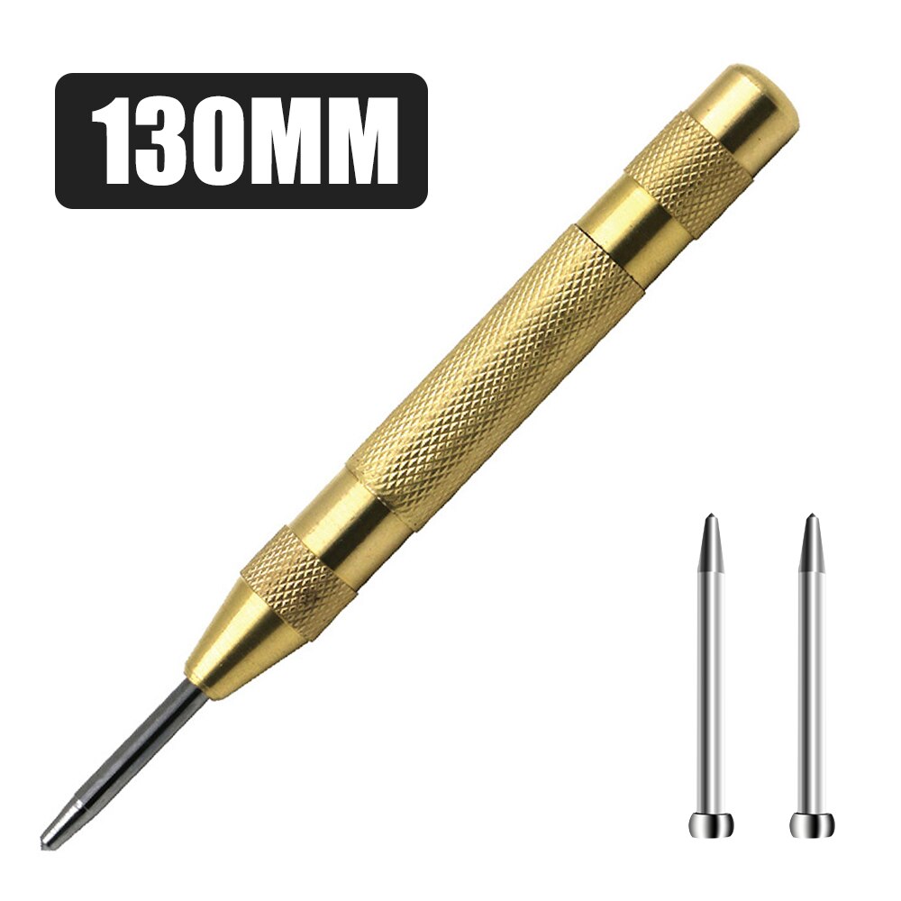 Automatic Centre Punch Universal Marking Tool for Machinists and Carpenters with Adjustable Spring Loaded Metal Drill: Golden Set B