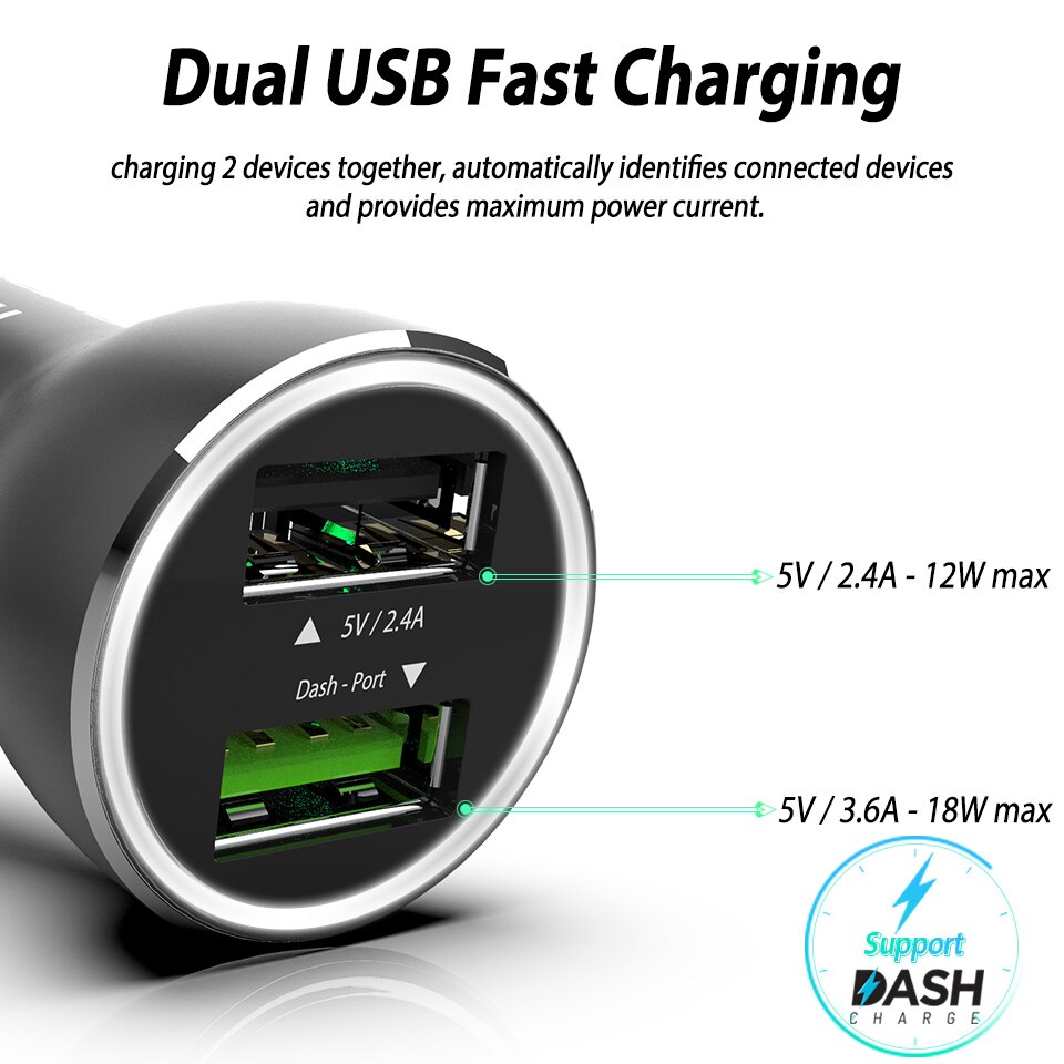 Warp Dash Charge Usb Car Charger for OnePlus 8 Pro 7T 7 One Plus 7T Original Metal Dual Usb Auto Charger Quick Fast Car Charging