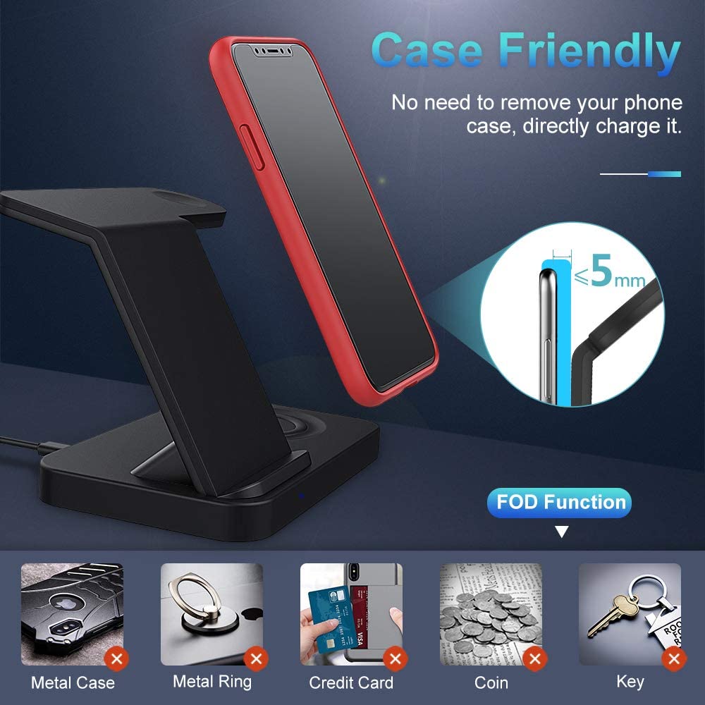 15W Qi Wireless Charger Stand for iPhone 11 X XS XR 8 Fast Charging 3 in 1 Docking Station For AirPods Pro Apple Watch Charger