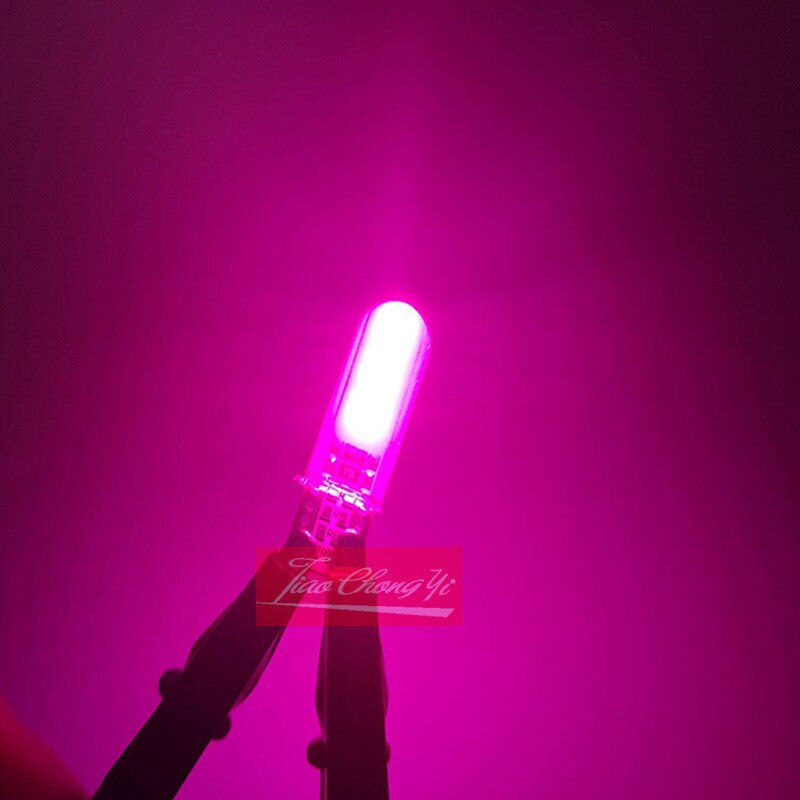 T10 W5W LED interior del coche luz COB de silicona auto lámpara de señal 12V 12V 194 de 501 bombilla de estacionamiento de cuña lateral para lada estilo de coche 1-10 Uds: pink / 10PCS