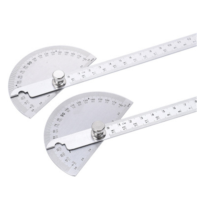 1pcs Stainless Steel Protractor Round Head Rotary Angle Rule metal Arm Ruler Adjustable Multifunction Mathematics Measuring Tool