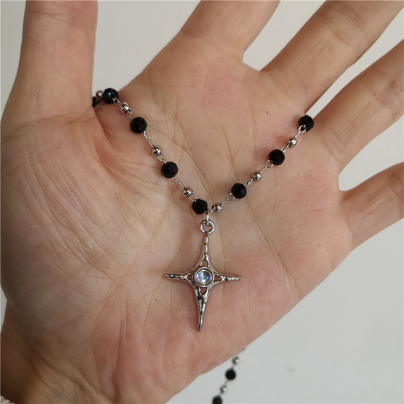 Kpop Cool Punk Vintage étoile pendentif chaînes collier pour hommes femmes Egirl Hip Hop années 90 Grunge esthétique EMO bijoux Y2k accessoires: Cobalt violet