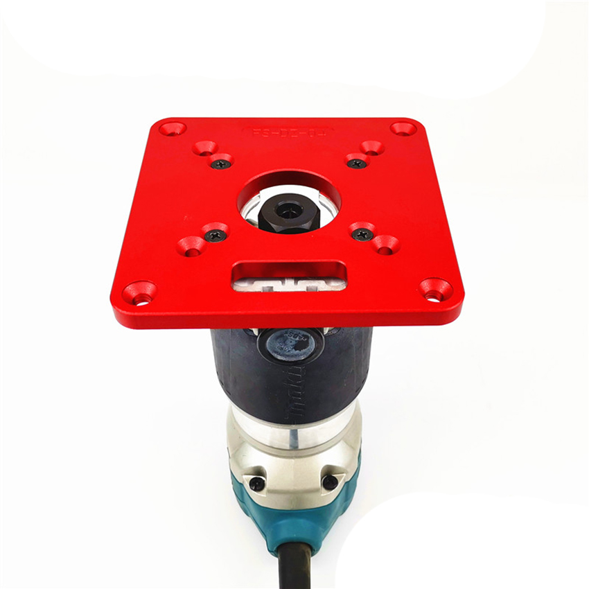 Universal Router Table Insert Plate Aluminium Alloy Red Router Plate for DIY Woodworking Engraving Machine 120x120mm