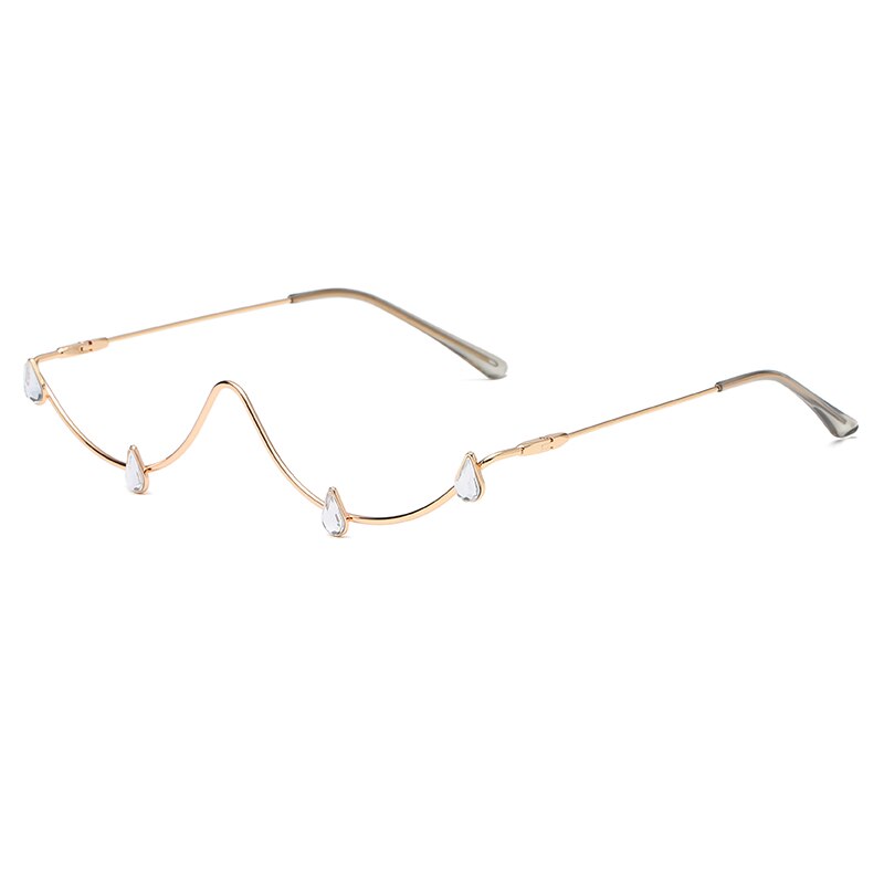 Monture de lunettes en strass longkeeper pour femmes, montures en alliage de diamant, décoration de lunettes de luxe en cristal d'eau: C4 or blanc