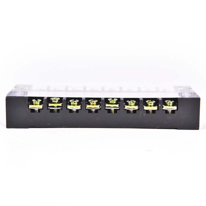 1pc 600V 15A 8 Positions Dual Rows Covered Barrier Screw Terminal Block Strip 9cm x 2.2cm x 1.75cm