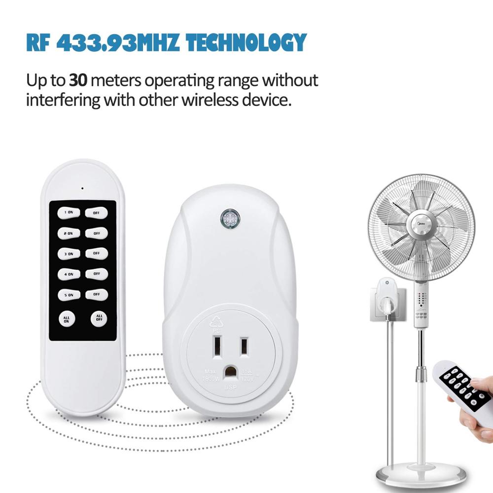 Nashone Wireless Remote Control Sockets Programmable Electrical Outlet Light Switch Plug for Power Strips, Household Appliances
