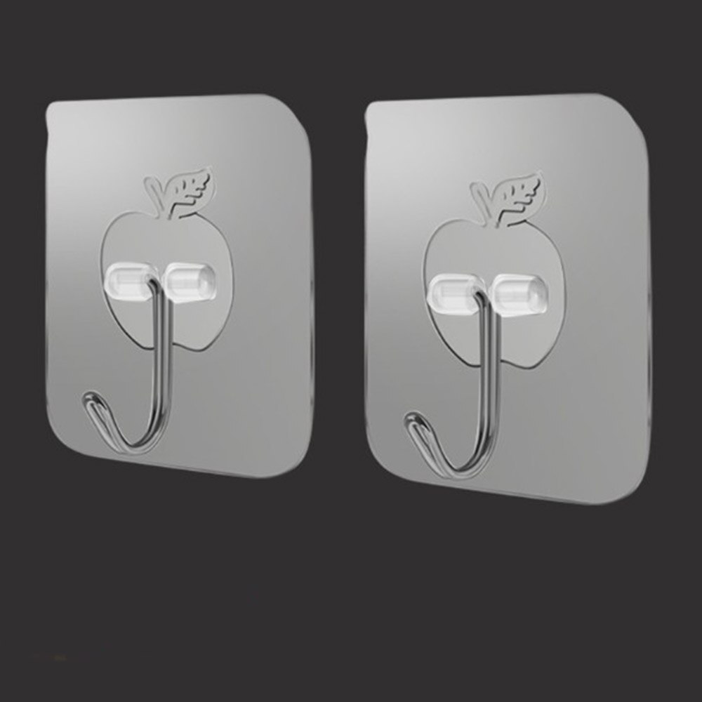 5 stuks transparante, waterdichte badkamerhaak met sterke hechting, naadloze, klevende opberghaak, appelvormige haken