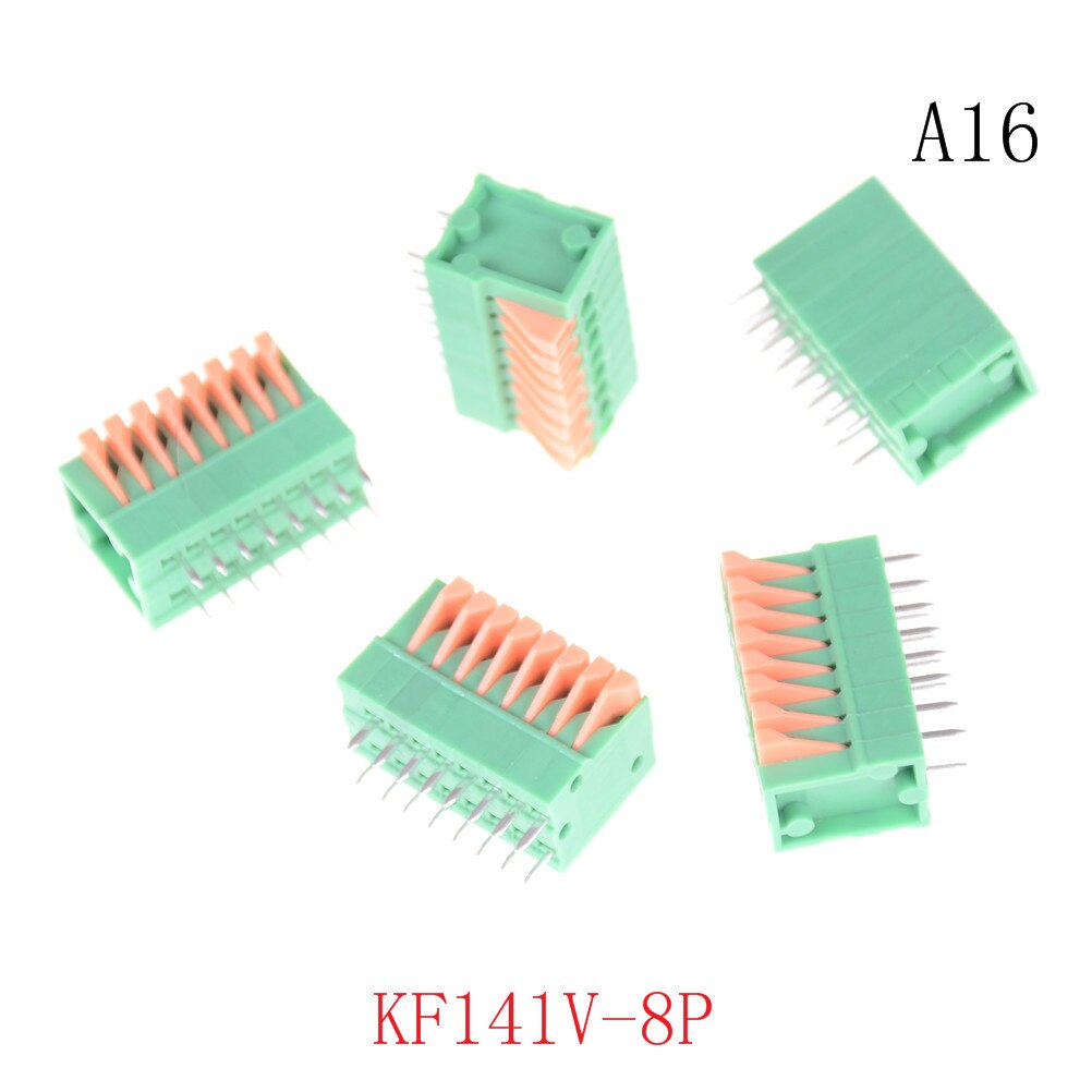 5 stk huxuan  kf141r kf141v 2.54mm delte pcb lige fodstik 2/3/4/5/6/7/8/9/10p fjederskræløs kobberklemme