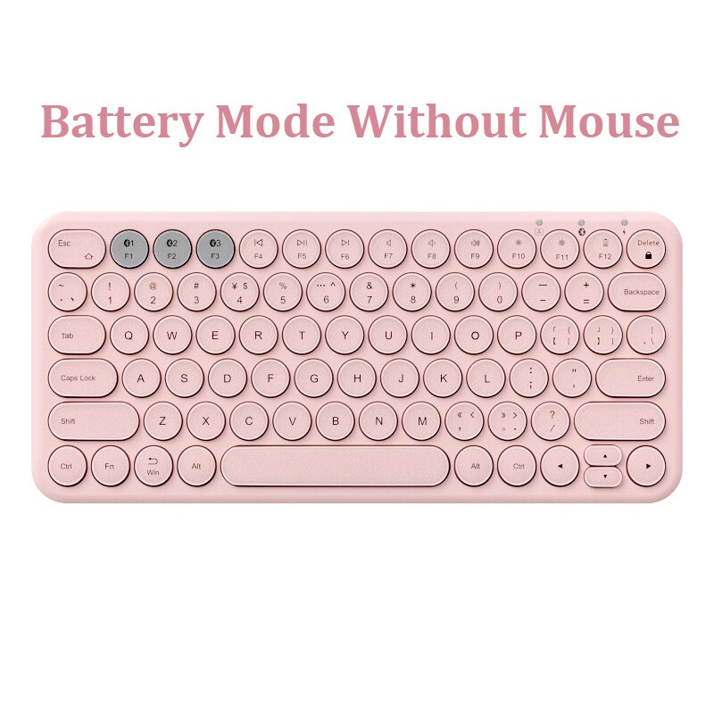 Bluetooth Silent Mini Gaming Keyboard Mouse Combo Round Button Magic Wireless Keyboard Mouse Kit For iPad iPhone Phone HP Laptop: pink