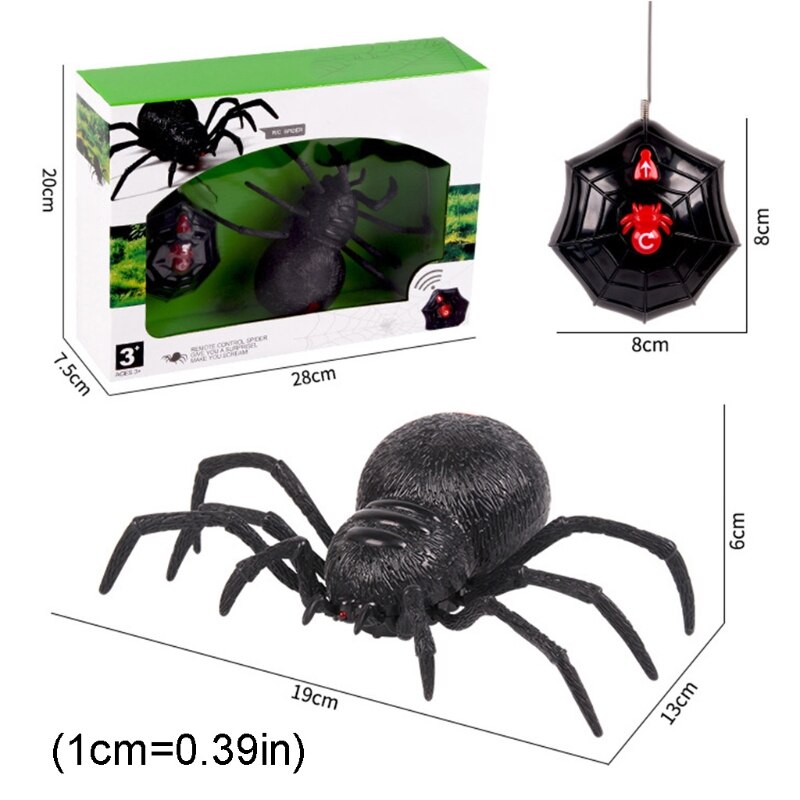 2 Channel Remote Control Simulation Electric Spider Model Toy Eyes Glowing Tricky Scary RC Toys Halloween Spoof Props