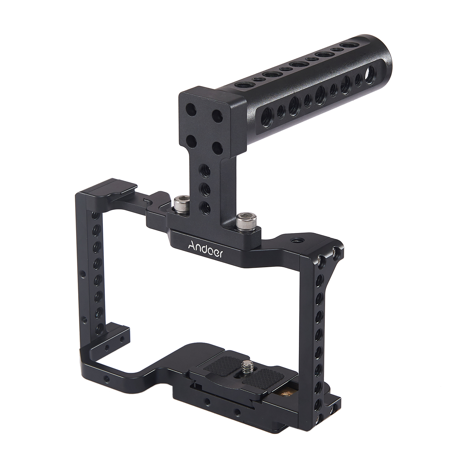 Andoer Camera Cage Aluminum Alloy Cage To Mount Tripod Quick Release Stabilizer For Sony A6500/A6400/A6300/A6000/NEX7 Cameras: With Top Handle Kit