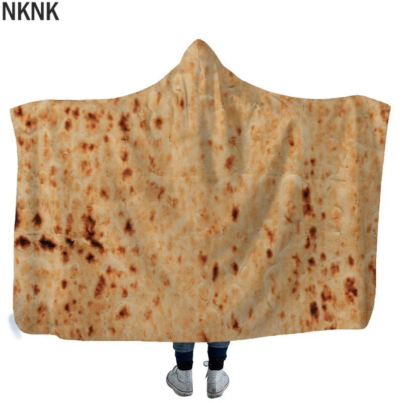 Tortilla 3D imprimé peluche à capuche couverture pour adultes enfant hiver doux polaire Burrito couverture pour emmailloter portable jeter des couvertures